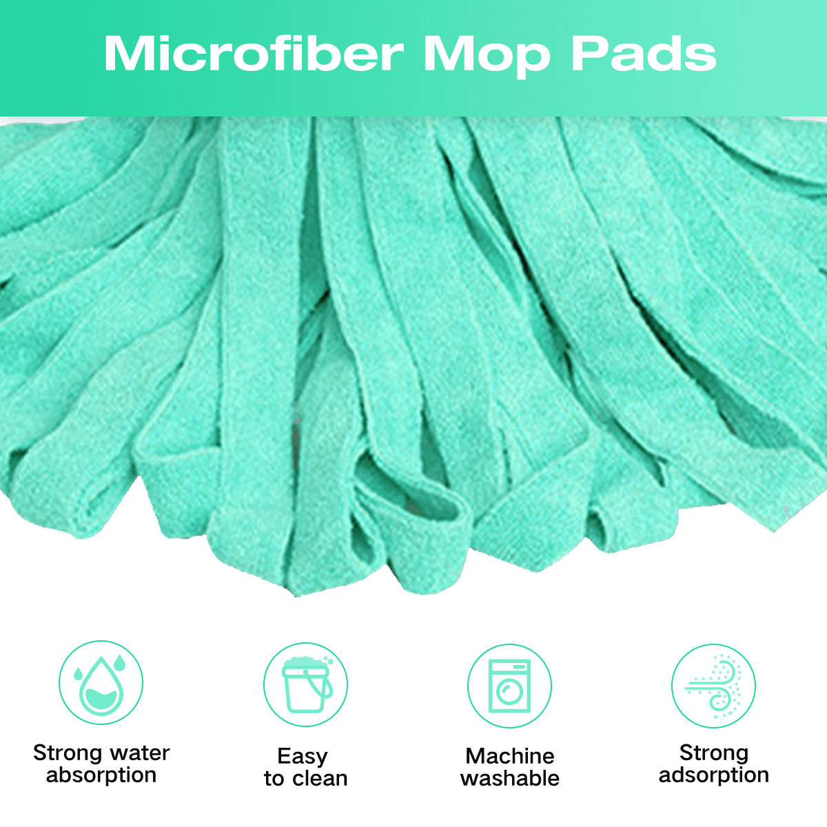 Microfiber Cloth Mop Refills Compatible with O-Cedar Flat Mop — Washable, Wet & Dry, 3 Pack (Green)