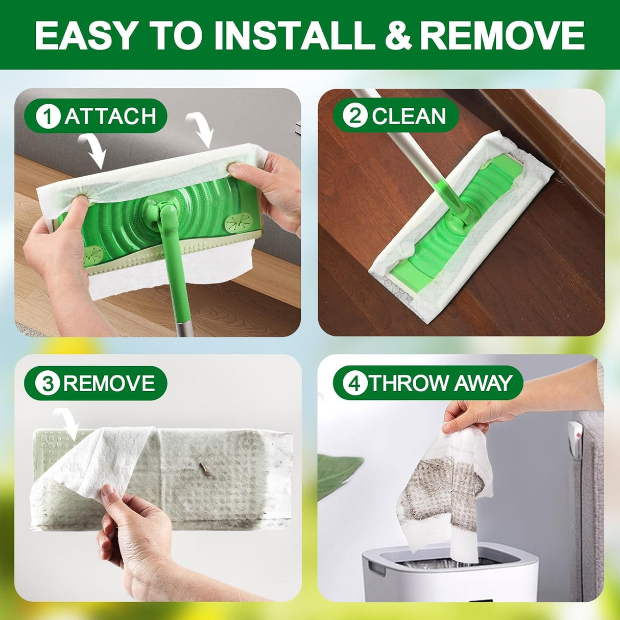 Dry Sweeping Cloths Compatible with Swiffer Sweeper — Heavy-Duty Disposable Refills, Unscented, 100 Count