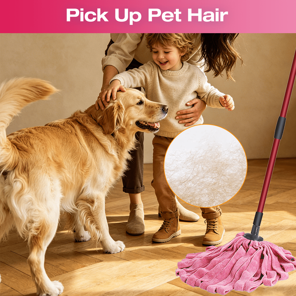 Microfiber Cloth Mop Refills Compatible with O-Cedar Flat Mop — Washable, Wet & Dry, 3 Pack (Pink)