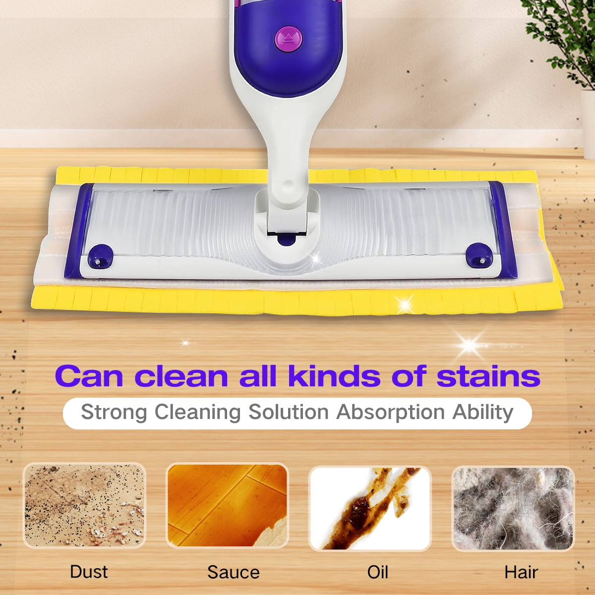 Reusable Washable Mop Pads Compatible with Swiffer PowerMop — Multi-Surface Microfiber, 4 Pack (2 Yellow + 2 Purple)