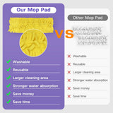 Reusable Washable Mop Pads Compatible with Swiffer PowerMop — Multi-Surface Microfiber, 4 Pack (2 Yellow + 2 Purple)