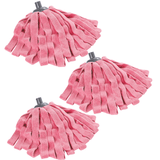 Microfiber Cloth Mop Refills Compatible with O-Cedar Flat Mop — Washable, Wet & Dry, 3 Pack (Pink)