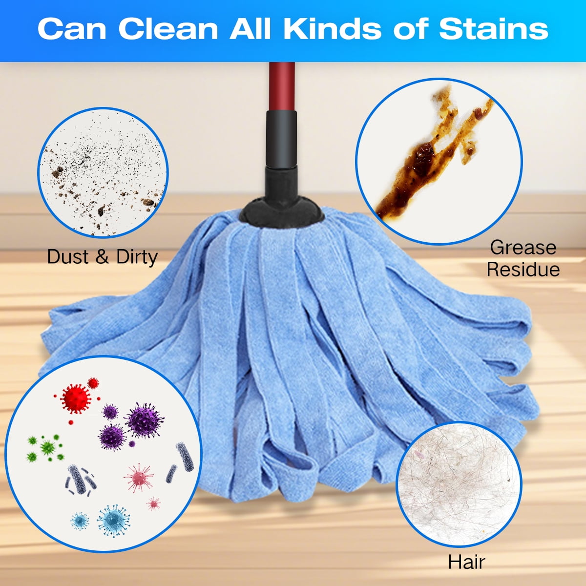 Commercial Microfiber Wet Mop Refills Compatible with O-Cedar QuickWring — Machine Washable, 3 Pack
