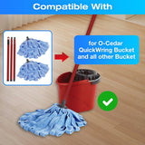 Replacement Handle & Microfiber Mop Refill Set Compatible with O-Cedar QuickWring Commercial Wet Mop — Adjustable 22-46", 2 Refills