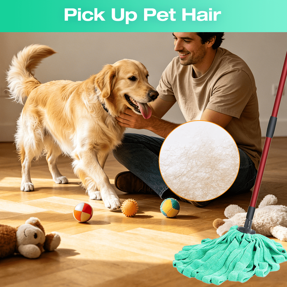 Microfiber Cloth Mop Refills Compatible with O-Cedar Flat Mop — Washable, Wet & Dry, 3 Pack (Green)