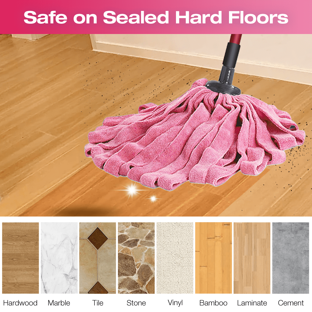 Microfiber Cloth Mop Refills Compatible with O-Cedar Flat Mop — Washable, Wet & Dry, 3 Pack (Pink)