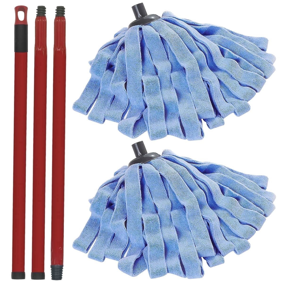 Replacement Handle & Microfiber Mop Refill Set Compatible with O-Cedar QuickWring Commercial Wet Mop — Adjustable 22-46", 2 Refills