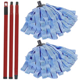 Replacement Handle & Microfiber Mop Refill Set Compatible with O-Cedar QuickWring Commercial Wet Mop — Adjustable 22-46", 2 Refills