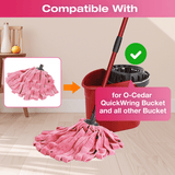 Microfiber Cloth Mop Refills Compatible with O-Cedar Flat Mop — Washable, Wet & Dry, 3 Pack (Pink)